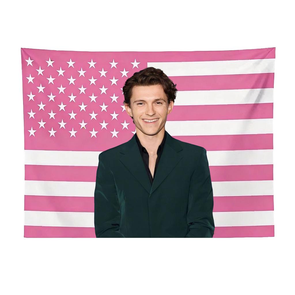 1 Pezzo Tom Holland Bandiera USA Arazzo Stella Celebrità Appeso a Parete Bandiera Americana Stampa Decorazione per Camera da Letto Stanza dei Fan Stampato