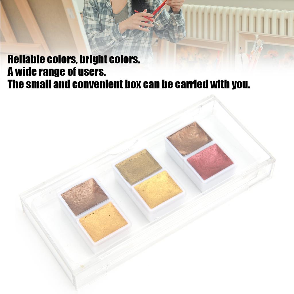 Watercolor Paints, Pure Color Pigments with Good Transparency and Bright Colors, 6 Colors Box for Beginners, Painting Lovers and Artists