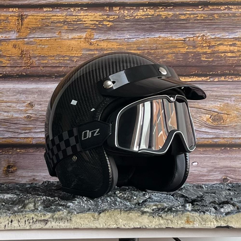 ORZ-700-DOT Approved Real Carbon Fiber 3/4 Motorcycle Helmet Wear Resistant Comfort Liner Daily Commute Cruiser Riding Gear