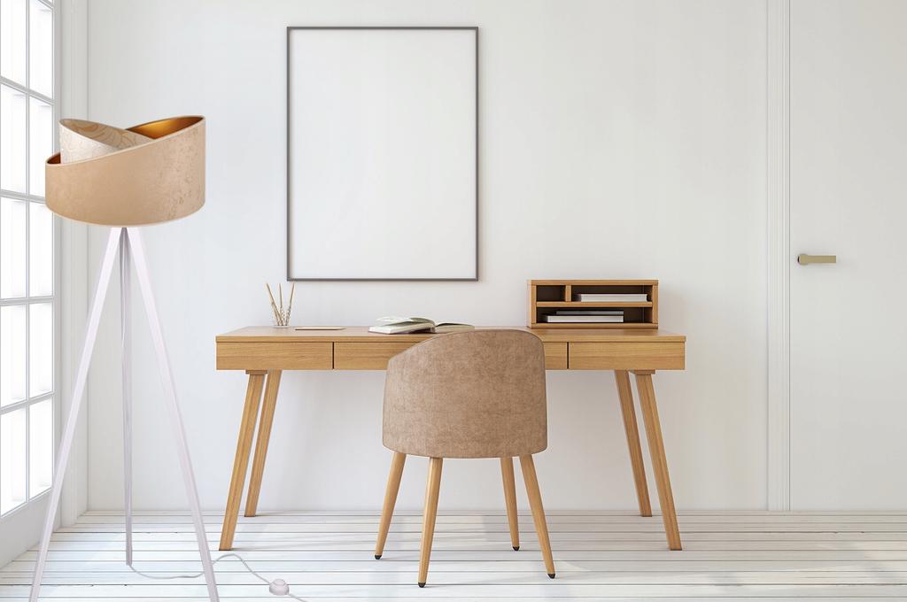 Floor Lamp Standing Tripod Wooden Lampshade Pattern