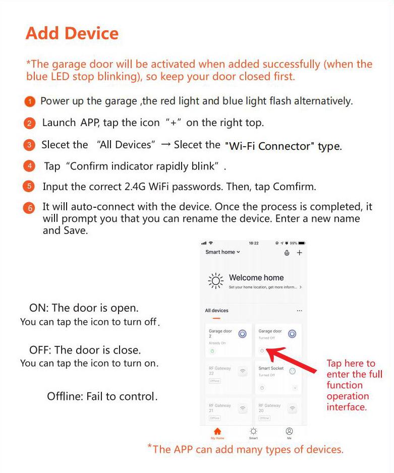WiFi Smart Garage Door Controller with Alexa Voice and App Support