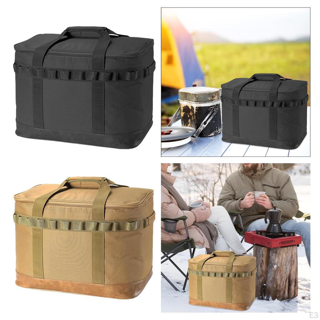 Camping Storage Bag Kitchen Cookware Handbag Wear Resistant Large Capacity with Mesh Pockets and