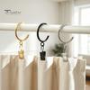 Silent Curtain Hooks for Rods 10Pcs C Shaped Rings, Heavy Duty Bypass Metal Anti Rust Hardware Passing Drapery Rings with Eyelets French Return Smooth