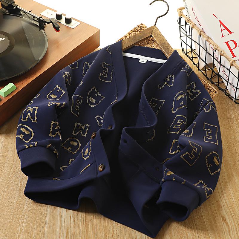 Boys' Autumn Knit Printed Jacket - Casual Outerwear for Kids