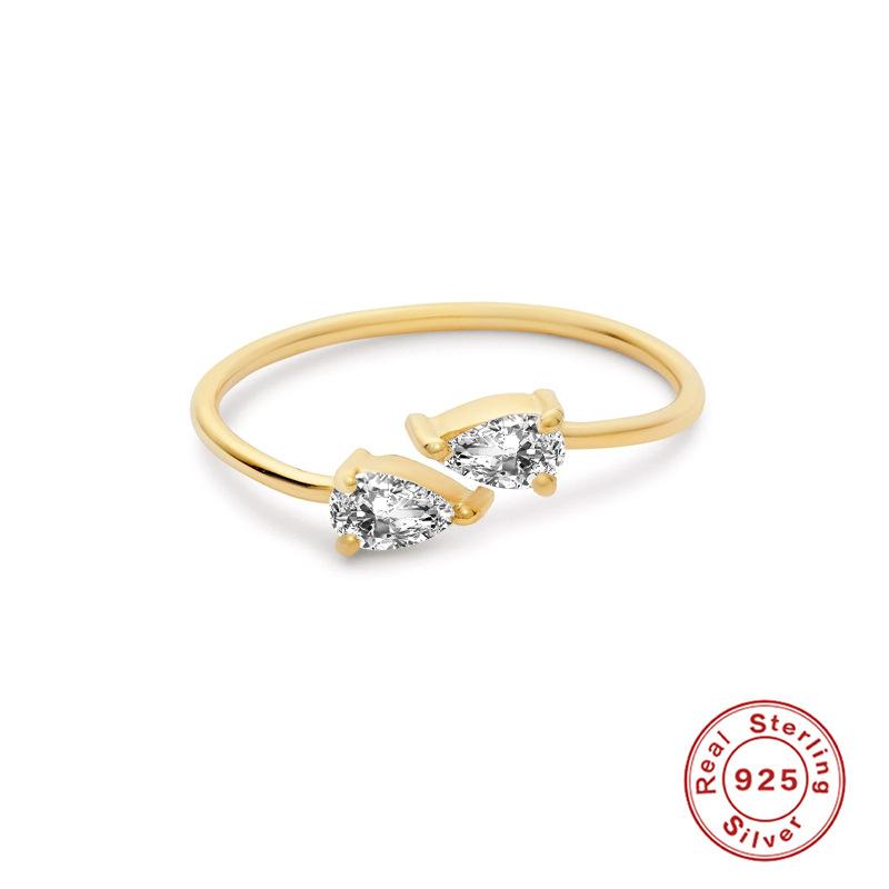 Stylish Simple Ring S925 Sterling Silver Personality Cross Drop Open Ring Cross Hipster Ring