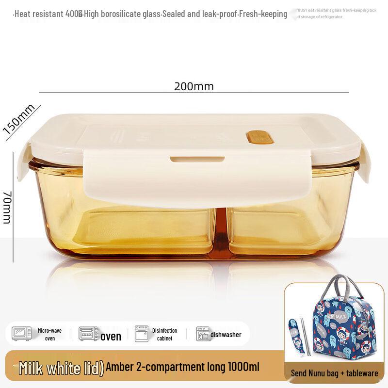 ZISIZ Round Glass Lunch Box