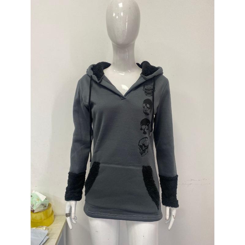 Американский ретро-свитер с капюшоном из серой овечьей шерсти, топ с винтажным принтом на талии, весенний/летний S