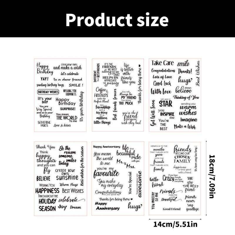 Greeting Words Clear Silicone Stamp Blessing Words Silicone Stamp for Card Making Scrapbooking Photo Album Journal