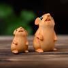 Cute Zodiac Mouse Statuette Wood Carved Animal Figurine Sculpture Hamster Statue  Model Toy