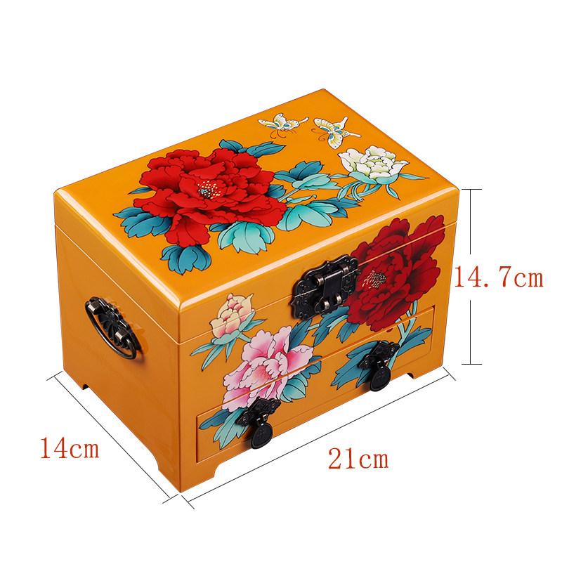 Elegant Large Capacity Jewelry Box Vintage Makeup Case Chinese Wedding Gift Hand Painted Lacquer