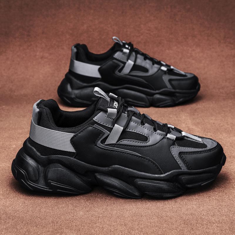 

Мужская обувь 2024 года, новая весенняя спортивная обувь для активного отдыха, модная универсальная ретро-повседневная обувь для папы, повседневная обувь на платформе 44 чёрный