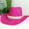 Cappello da cowboy in paglia da donna cappello da spiaggia cappello jazz con accessori da fornaio moda estate