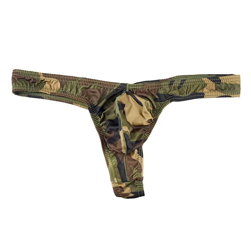 1 ks Pánské spodní prádlo Polyesterové vlákno Sexy G-string T-back Bikiny S nízkým pasem Maskáčová kapsička Tanga