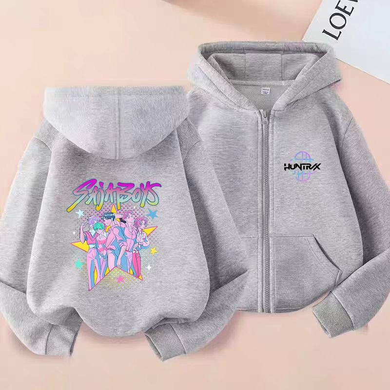 Lovci démonů K-pop Film Mikina na zip Módní Oversized Bunda Zapínací Mikina Streetwear