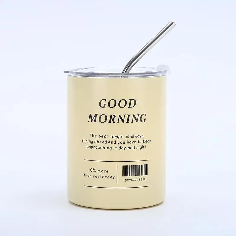 Iced Americano Insulated Tumbler Coffee Cup with Stainless Steel Straw,Inspiration Words Travel Coffee Mug for Men Women One size