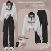 Girls' College Style Sweatshirt & Wide-Leg Pants Set - Autumn 2024 Fashion for Junior & High School
