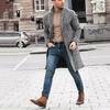 Winter Trend Handsome Medium and Long Plaid Men's Youth Woolen Coat Men's Coat