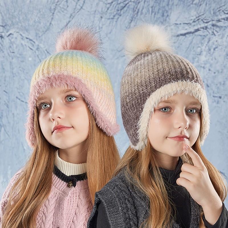 Children Knit Hat With Earmuff Protection For Winter Outdoor Warmth And Style