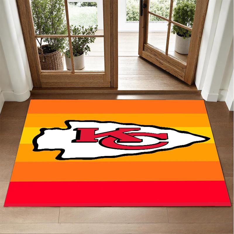 Kansas City Chiefs Design Crystal Velvet Rug Soft Decorative Mat for Bedroom Entrance