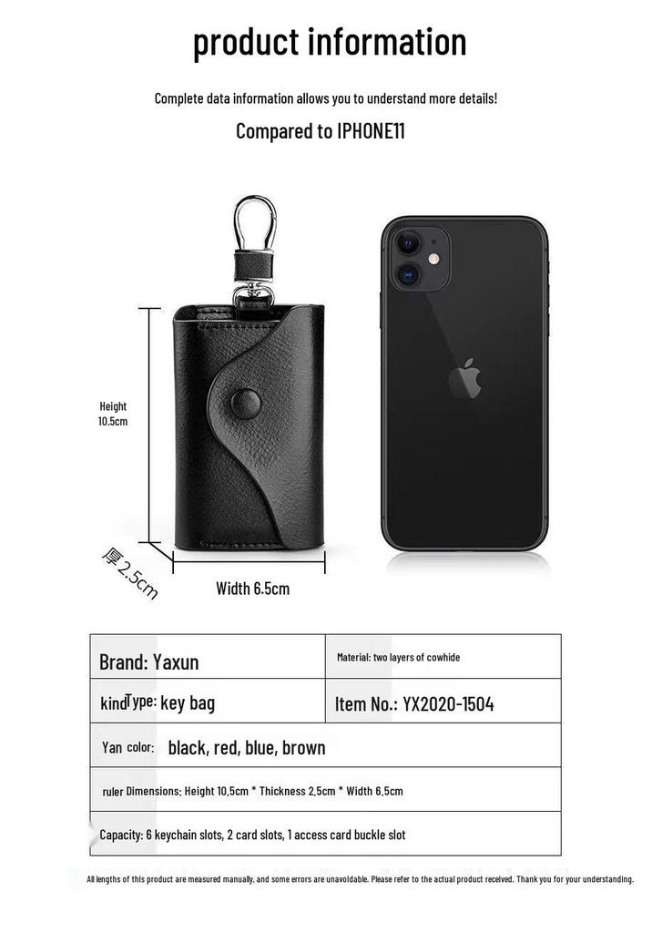 Men's Genuine Leather Large Capacity Key Holder - Multi-functional Waist Hanging Key Case for Home Use