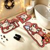 Reindeer Christmas Non-Slip Diatom Mud Bathroom Mat Set - 3 Piece Foot, Toilet, U-Shaped Mats
