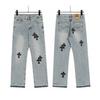 Streetwear Cross Patch Denim Shorts Men Relaxed Fit Ripped Vintage Wash Mid Length