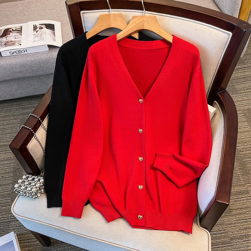

Plus Size Women’s Loose Knit Cardigan Sweater, Bust 150/160, Size 200/300/350 Jin - Style 8308 6XL чорний
