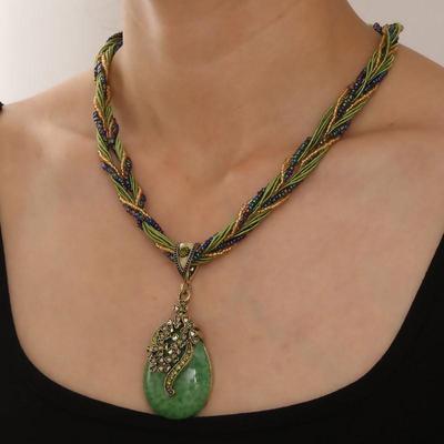 Bohemian Ethnic Flower Teardrop Necklace
