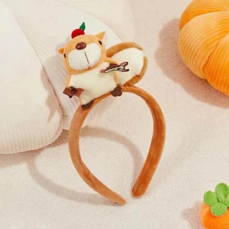 Lovely Plush Squirrel Headband Beautiful Animal Hair Hoop Headwear Accessory
