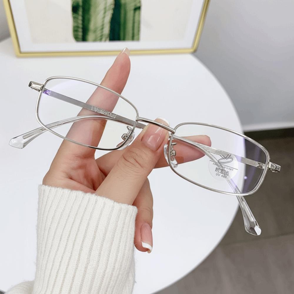 Retro TR Metall Lesebrille Schwarz Silber Gold Rechteckig Computerbrillen Rahmen Brillen Männer Frauen