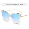 New Brand Designer Cateye Sunglasses Women Vintage Metal Glasses For Women Mirror Retro Lunette eil Femme UV400