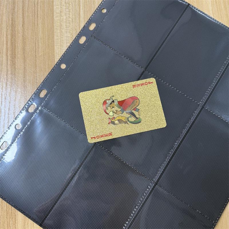 Black Lychee Grain 9-Grid Game Card Album Pages, 3-inch Stargazing Tabletop Card Holder Pages.