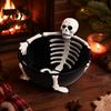Dekorative Servierschale Halloween Skelett Entspannend Leckerbissen Serviergeschirr, 3D Relief Harz Süßigkeitenschale für Totenkopf Party Platte Snacks Dips, Kreativ