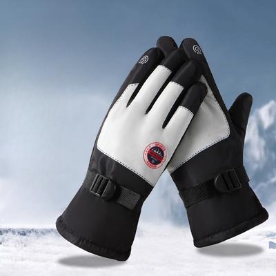 Couple's Ski Gloves with Fleece and Thickened Texture  Warm  Waterproof and Cold Proof for Winter Cycling and Outdoor Sports Cotton Gloves