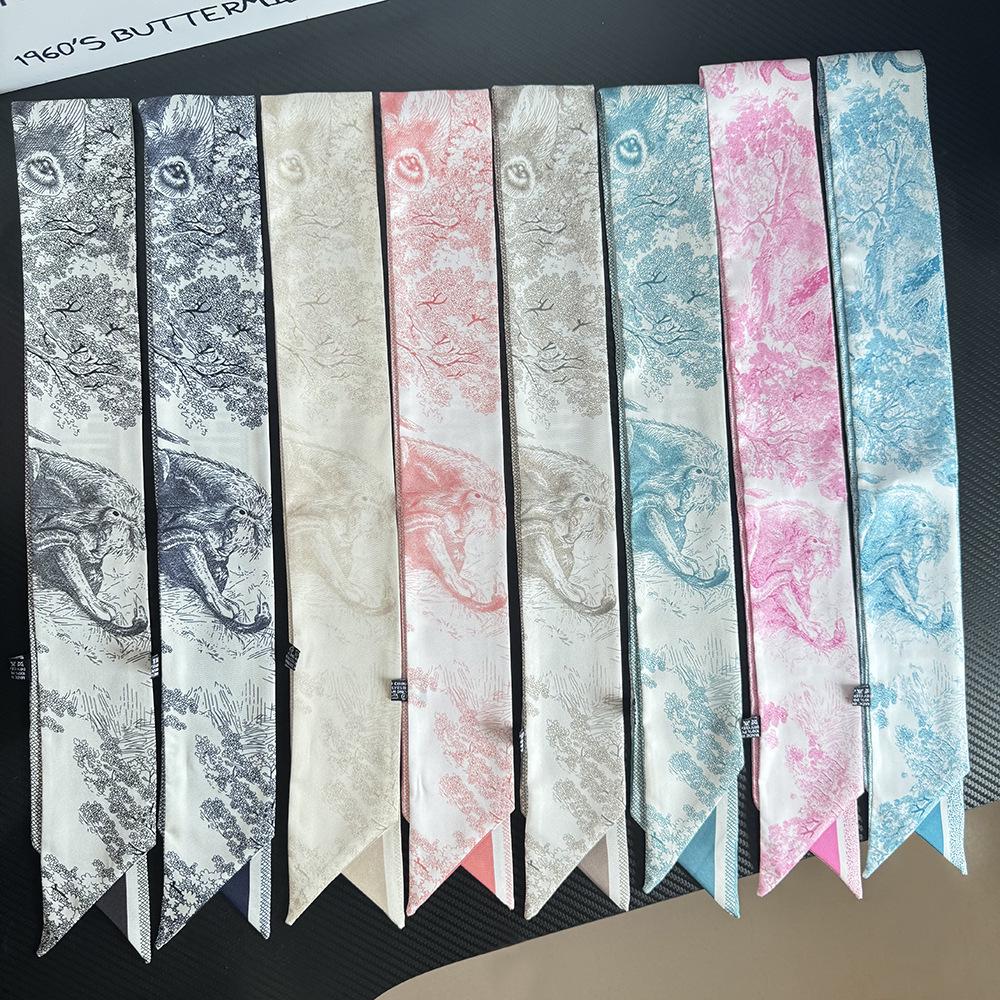 D Family New Lemur High-End Twill Scarf: Imitation Silk Ribbon for Hair, Bags, and Accessories.