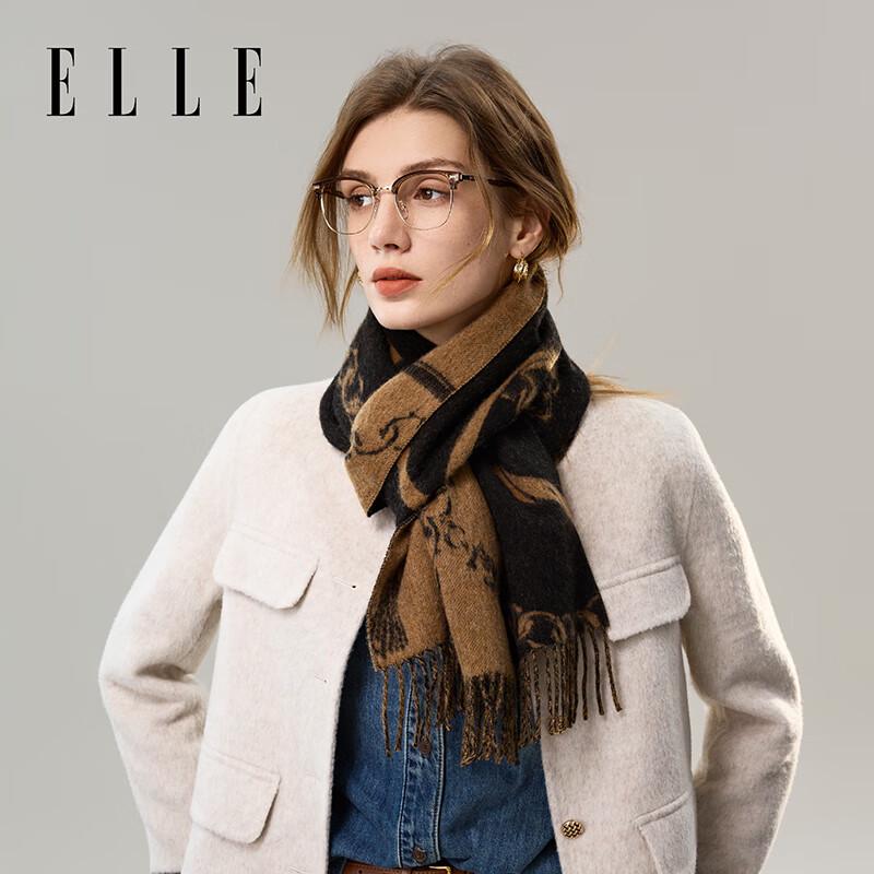 ELLE Women's 100% Merino Wool Jacquard Scarf