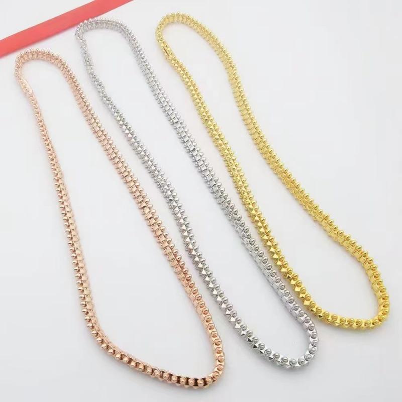 Kaga Precision CNC 18K Rose Gold Rivet Bracelet & Diamond Necklace, European & American Fashion.