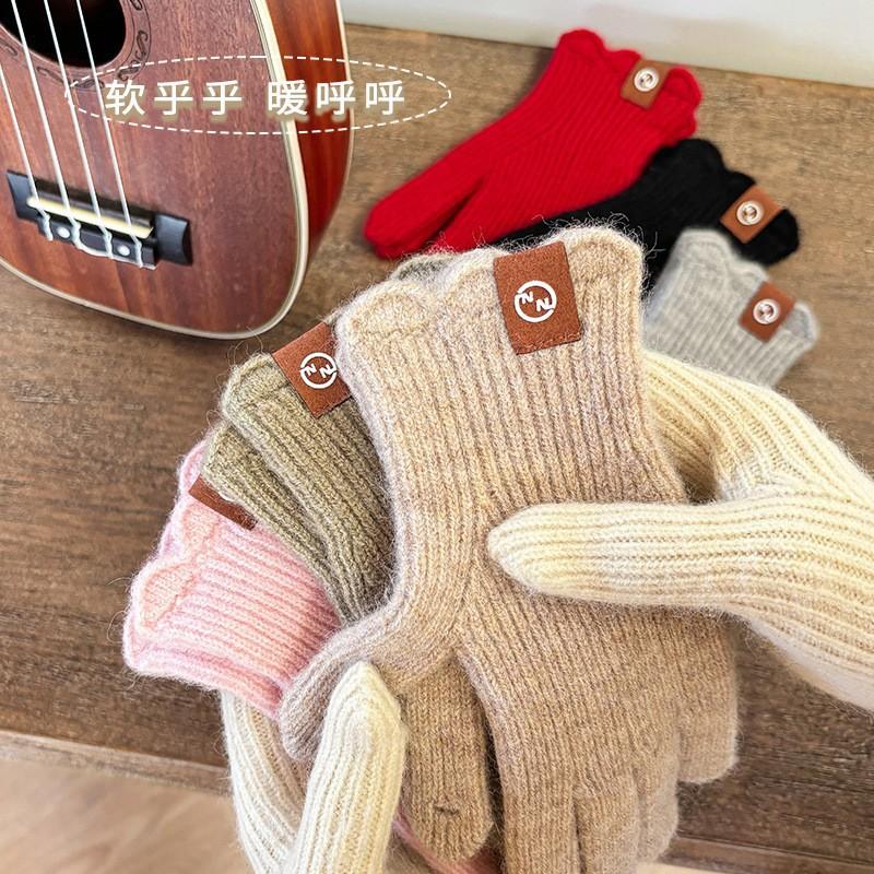 Wool Winter Gloves Fingerless Touchscreen Warm Lace Lambswool Knit Gloves Autumn Winter Adult