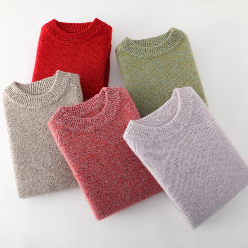 Women's 3-Strand Marled Cashmere Pullover - High-End, Stylish, Round Neck Sweater