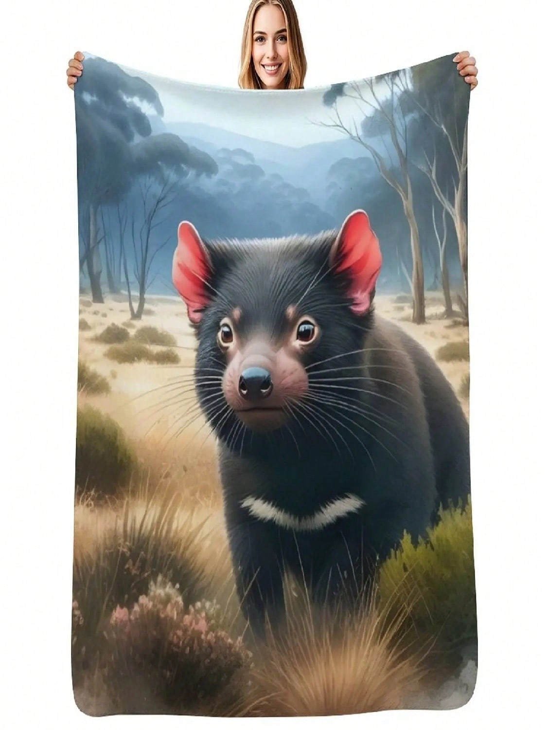 Тасманийский дьявол Австралия Животное Искусство Плед Одеяло Волосатый Термоодеяла 75X95CM