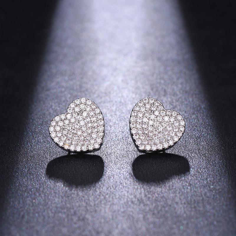 

Geometric Heart Shape Gold-Plated Zircon Stud Earrings for Women