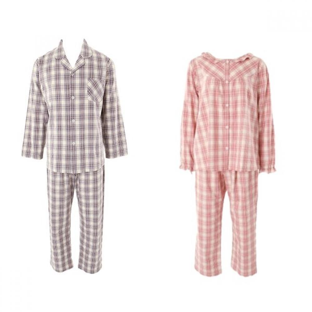 Venus Couples Warm Fresh Fleece Check Pajama Vpa4480m pink-gray/women 85 - men 95