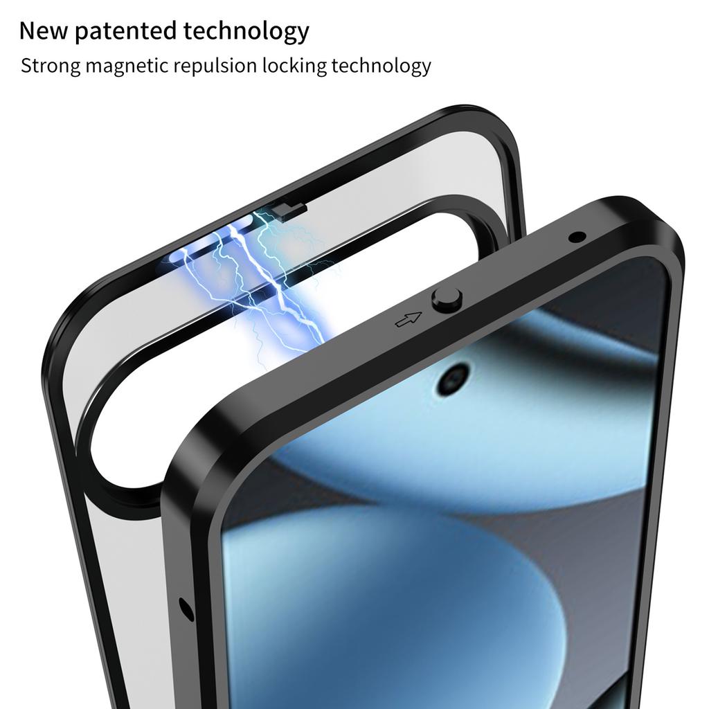 Phone Case for Google Pixel 10 Pro Xl Magnetic Wireless Charging Shockproof Protective Single Side Snap Aluminum Alloy Bumper Frame with Frosted