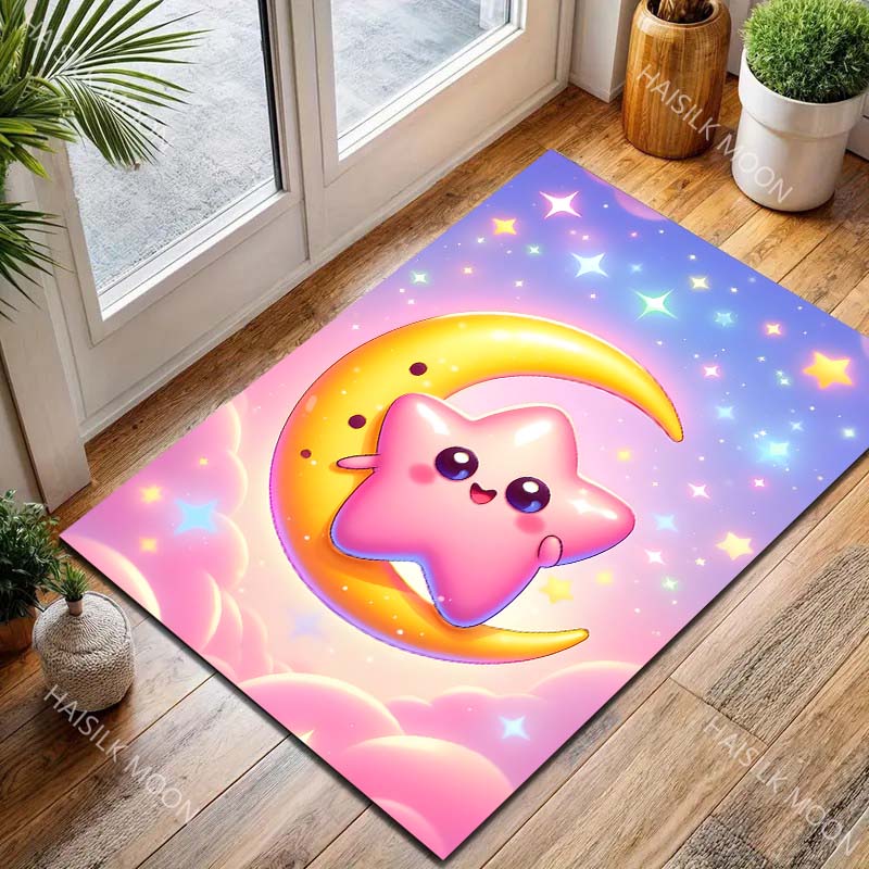 Cute moon star cartoon Carpet for Living Room Bedroom Bedside Floor Mat Cloakroom Area Rugged Creative Doormat Luxury Gifts