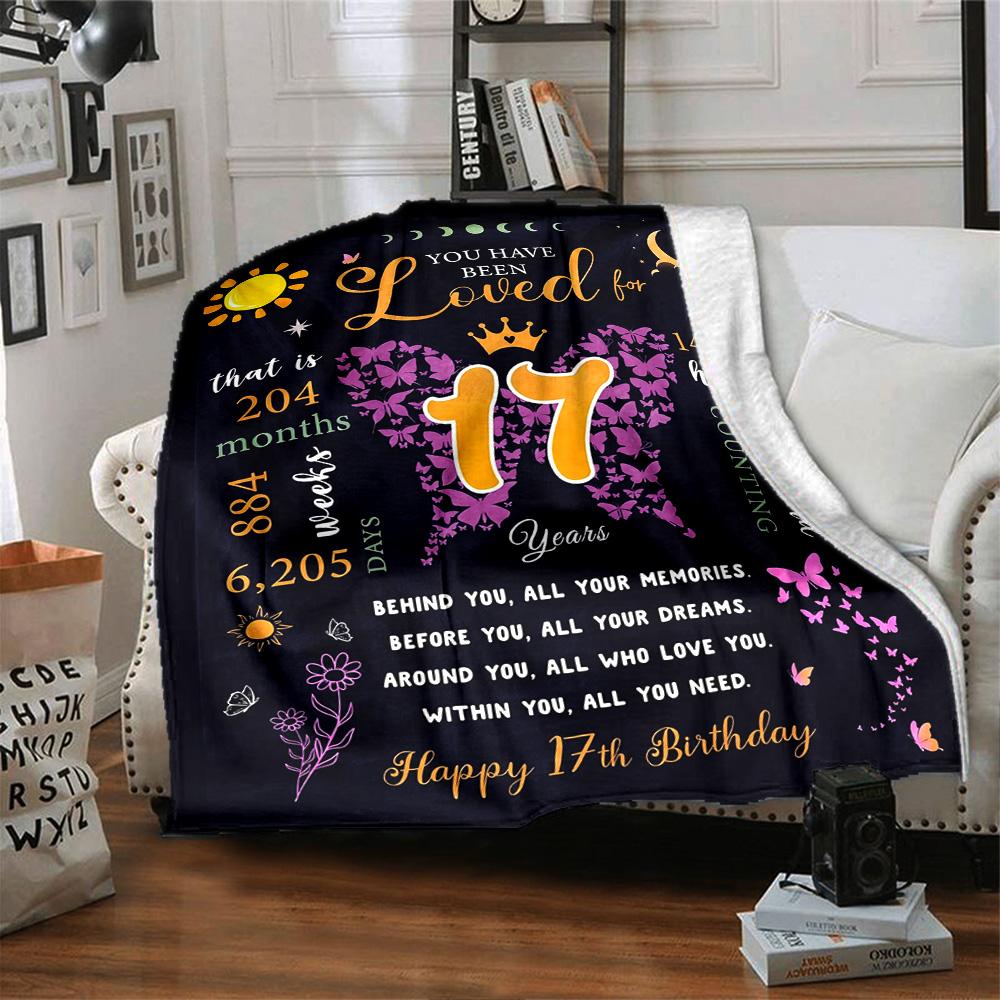 17Th Birthday Celebration Multi-purpose Blanket Comfortable Suitable for Sofa Couch Office Bed Picnics Ideal Gift for Friends Picnic Accessory Y10