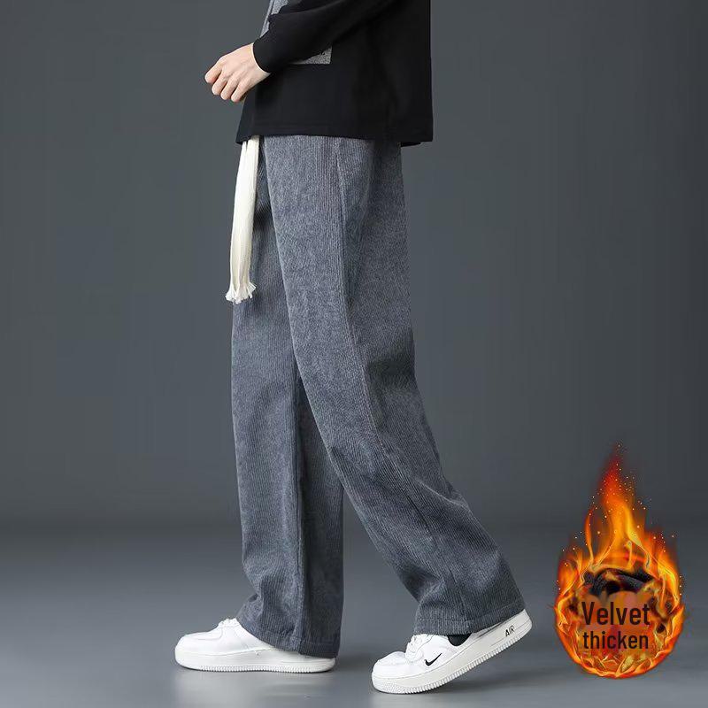 Men's Casual Corduroy Velvet Pants: Autumn/Winter Loose Straight Trousers