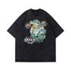 Men'S Hip-Hop Trendy Brand Butterfly Printing Small Neckline Old Short-Sleeved T-Shirt Men'S And Women'S High Street Washed Half-Sleeved Tee