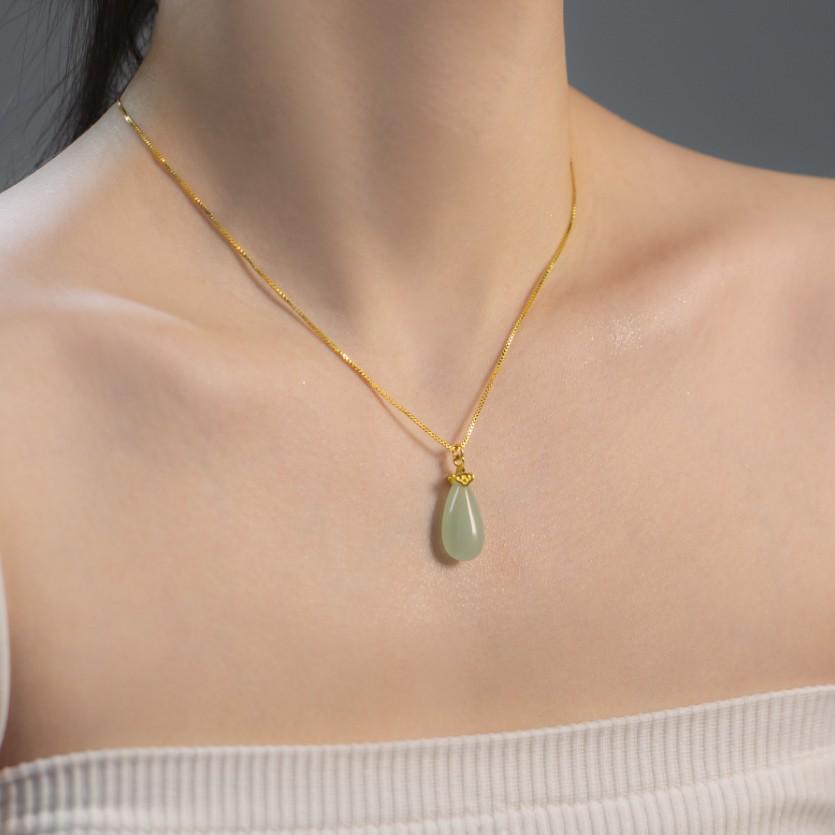 2024 Ruyi Water Drop Hetian Jade Necklace: Elegant Women's Pendant with Unique Niche Design