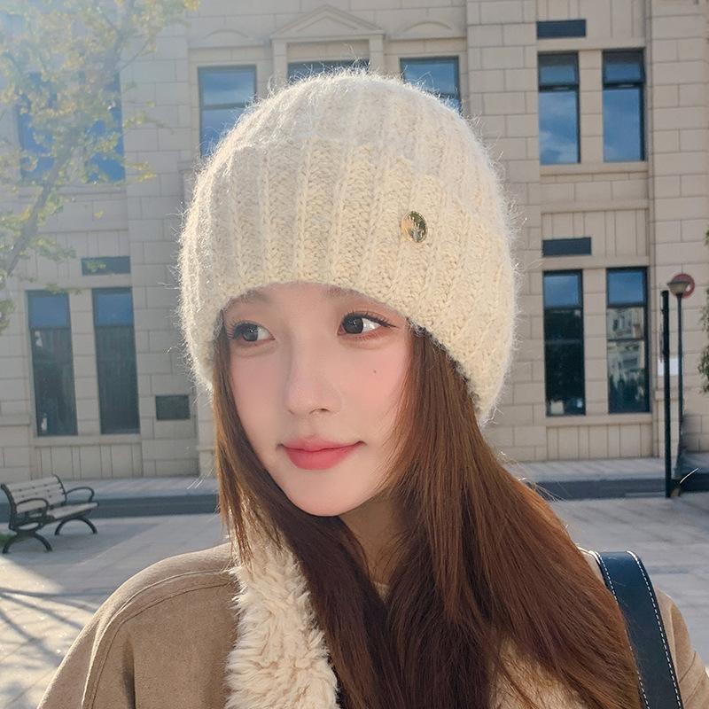 Wool Hat Women's Autumn and Winter New Wool Casual Knitted Hat, Ear Protector Headgear Winter Hats for Women, Beanies for Women, Hats for Women Winter