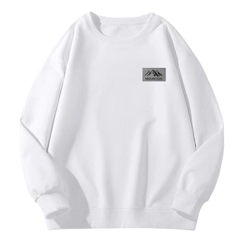 Men's Trendy Hong Kong Style Loose Fit Round Neck Sweatshirt, Autumn/Winter, Plus Velvet, 420g